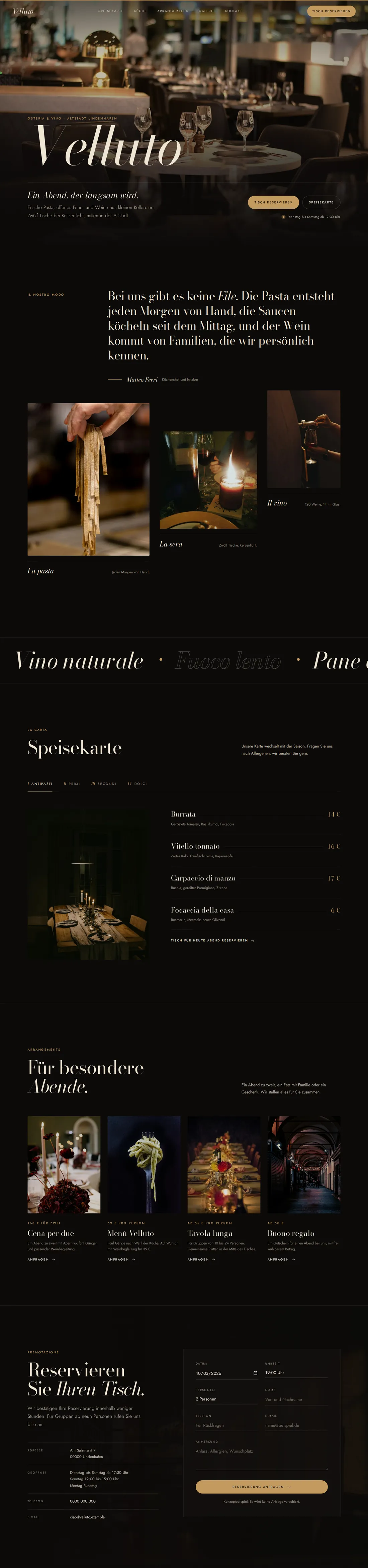 Konzeptbeispiel Gastronomie: VELLUTO Osteria und Vino